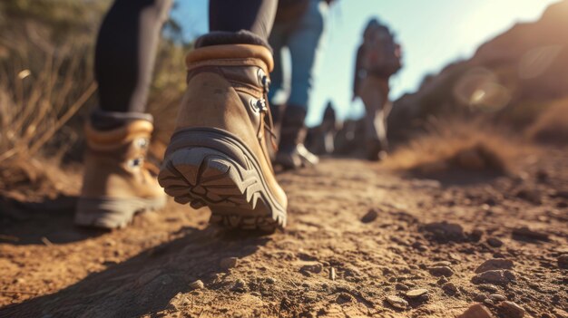 Uma pessoa usando botas de caminhada está caminhando por um caminho na floresta AIG41