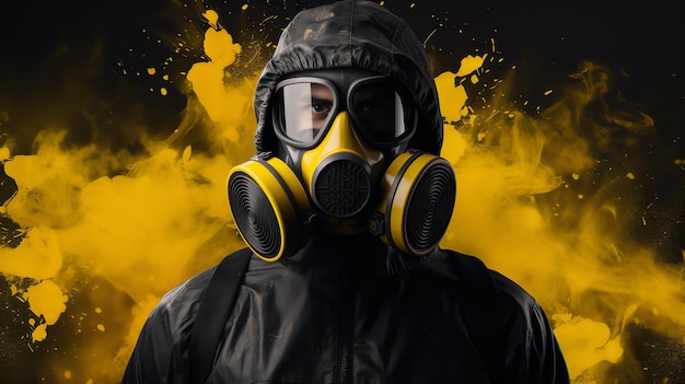 Foto uma pessoa usando uma máscara de gás