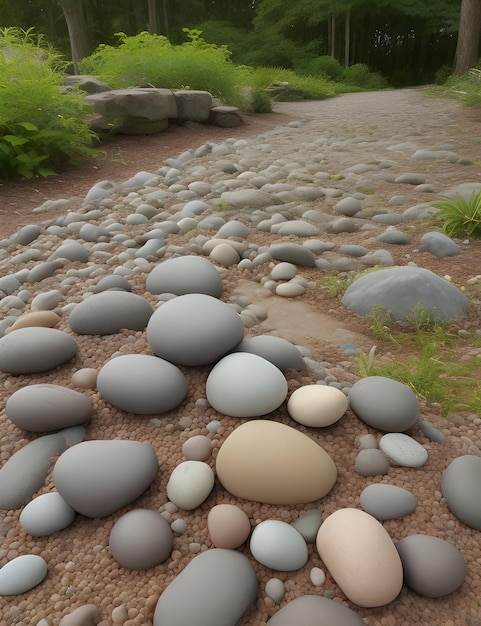 Uma pilha colorida de pedras lisas com uma bela praia gerada ai