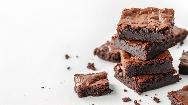 Uma pilha de brownies de chocolate em fundo branco Generative Ai