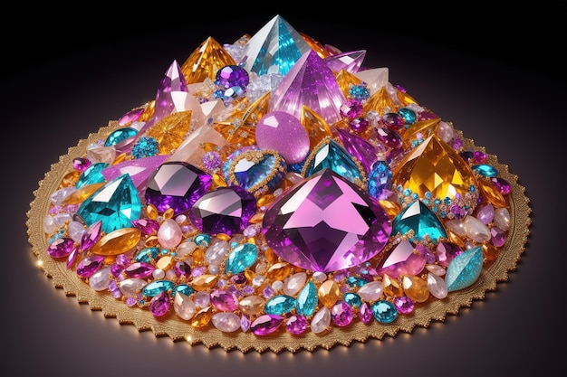 Uma pilha de cristais com a palavra diamante