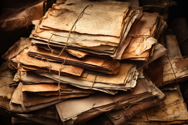 Foto uma pilha de documentos e cartas antigas