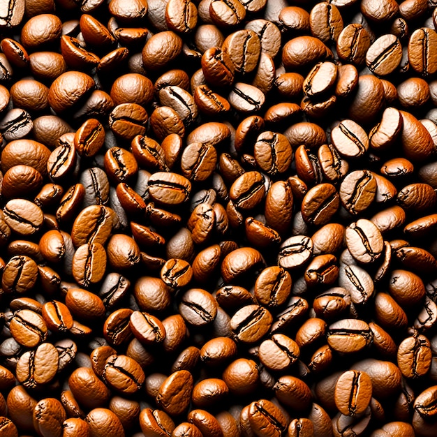 Uma pilha de grãos de café com a palavra café