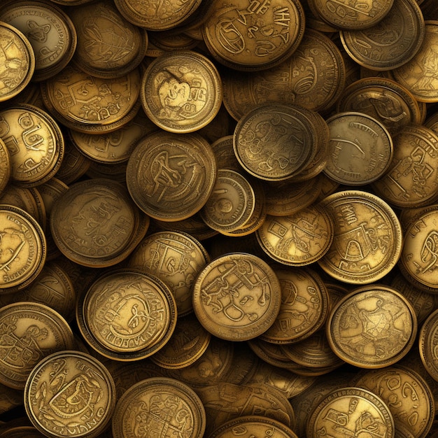 Uma pilha de moedas de ouro com a palavra "ouro" no topo.