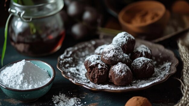 Uma pilha de ovos de chocolate em grãos de café Delícias doces baseadas em aromas energizantes