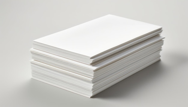 Uma pilha de papel branco sobre um fundo branco