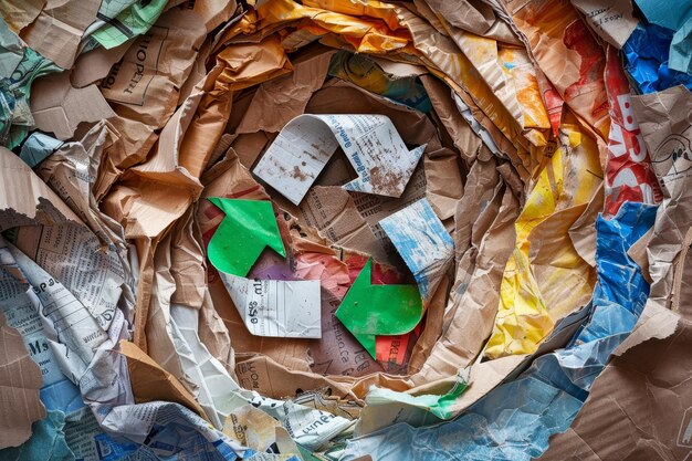 Uma pilha de papel com uma flecha verde apontando para a direita