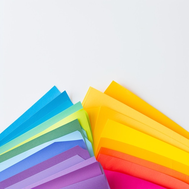 uma pilha de pastas coloridas com uma que diz arco-íris