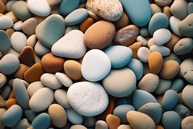 Uma pilha de pedras coloridas de seixos