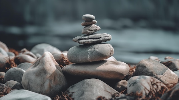 Uma pilha de pedras com as palavras 'balance' nela
