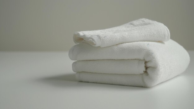 uma pilha de toalhas brancas com a palavra citação na parte de baixo