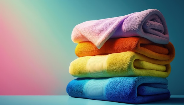 Uma pilha de toalhas coloridas com a palavra amor