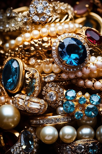 Uma pilha de todos os tipos de jóias