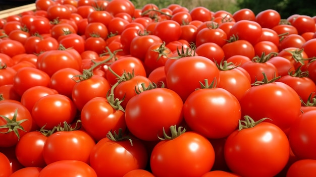 Uma pilha de tomates.