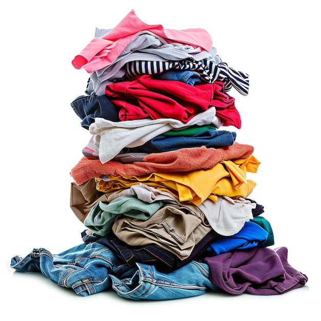 Uma pilha de várias roupas em desordem