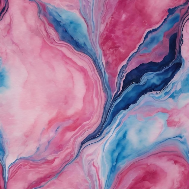 Uma pintura a aquarela de fundo de mármore rosa e azul