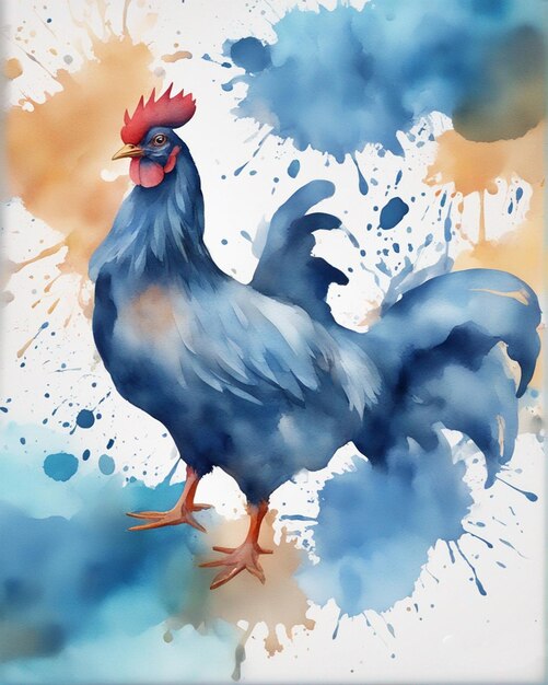 Foto uma pintura a aquarela de um salpico de água vermelho e azul