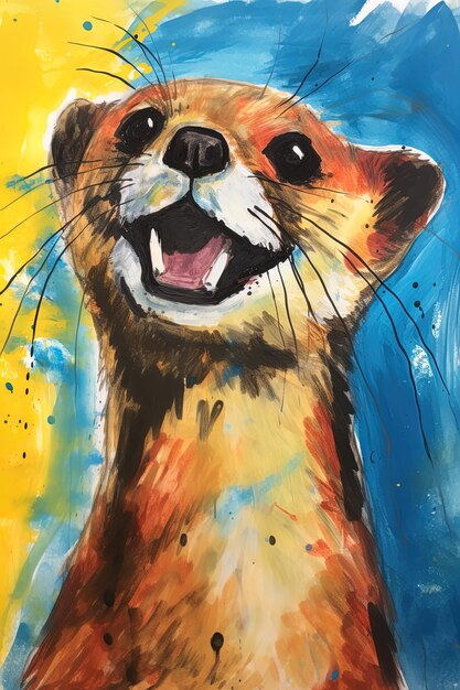 uma pintura a aquarela de uma raposa com o título feliz aniversário