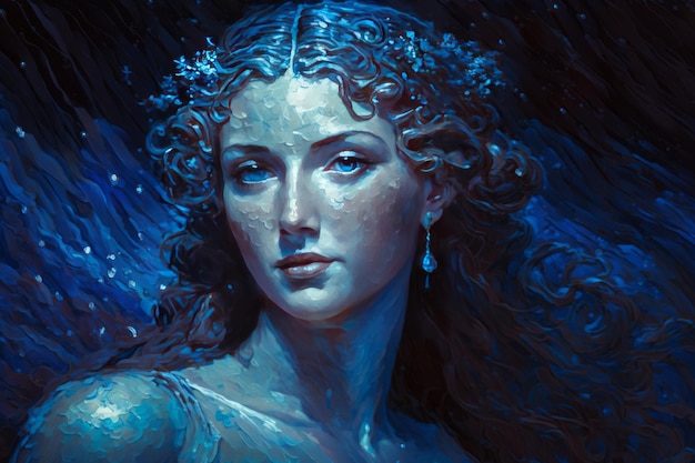 Uma pintura a óleo da deusa Perséfone da IA generativa do submundo
