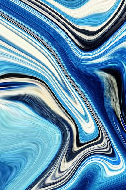 Uma pintura abstrata azul e branca com um fundo azul e branco.