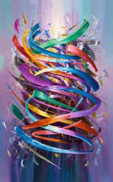 Foto uma pintura abstrata cativante onde cores vibrantes se misturam e dançam na tela