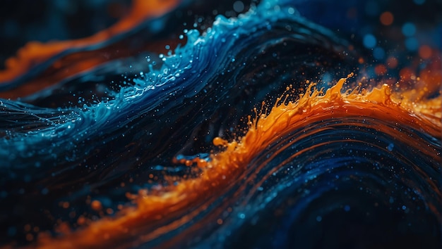 Foto uma pintura abstrata colorida com uma onda azul e laranja