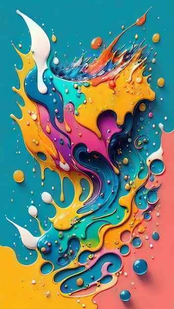 uma pintura abstrata colorida de um respingo de líquido colorido arco-íris