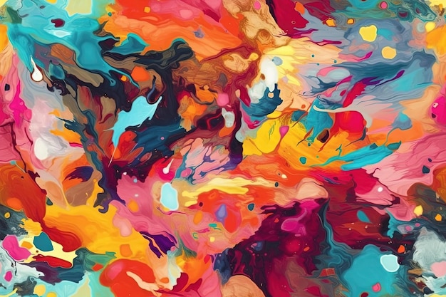 Uma pintura abstrata com cores vibrantes e linhas fluidas Generative AI