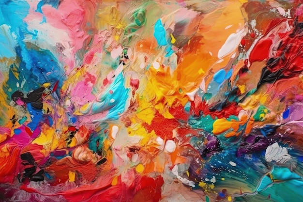 Uma pintura abstrata com cores vibrantes e pinceladas ousadas Generative AI