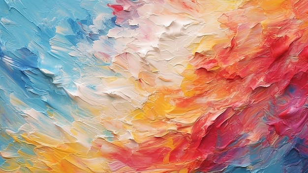 Uma pintura abstrata com cores vibrantes em um fundo azul sereno Generative ai