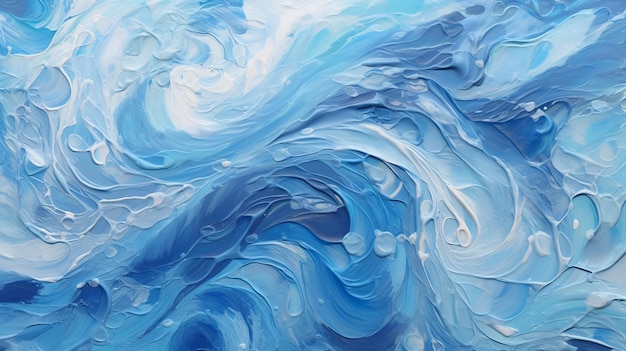 Uma pintura abstrata com redemoinhos azuis e brancos dinâmicos Generative AI