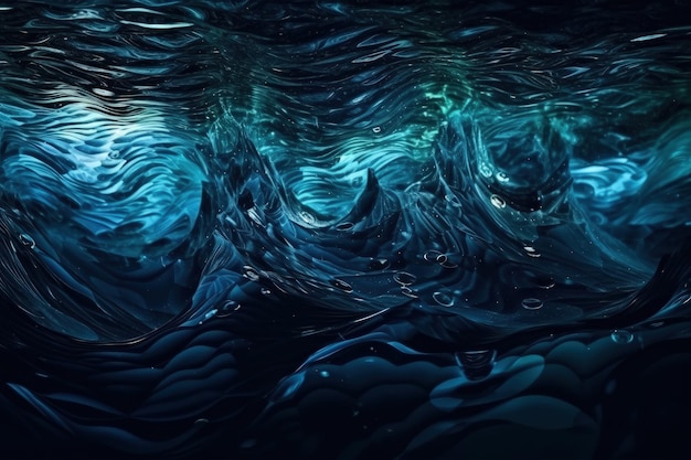 Uma pintura abstrata de água azul e IA geradora de ondas