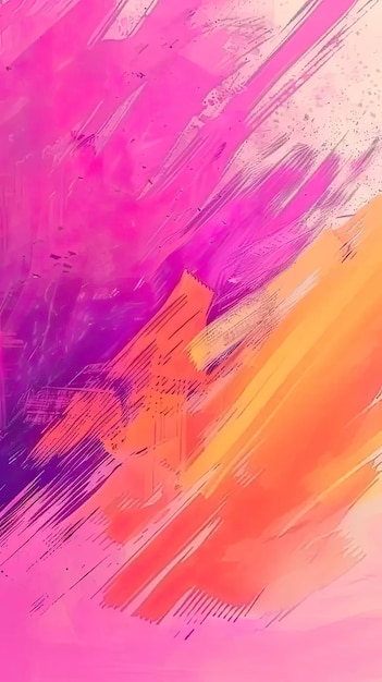 Uma pintura abstrata de cores rosa e laranja