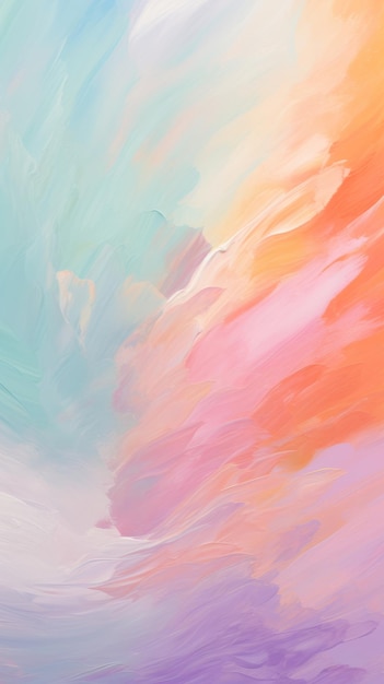 Uma pintura abstrata de um céu colorido com arco-íris