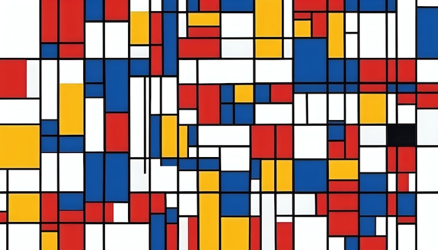 Uma pintura abstrata digital inspirada nas cores primárias do minimalismo abstrato de Piet Mondrian