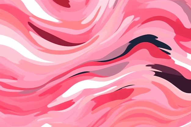 uma pintura abstrata rosa e preta com um padrão de onda