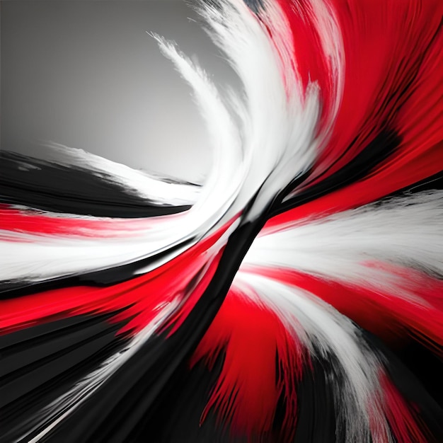 Uma pintura abstrata vermelha e branca com fundo preto e listras brancas e vermelhas.