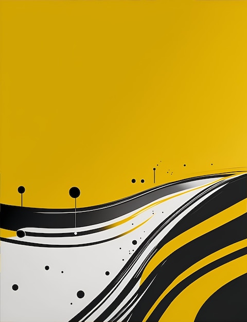 Uma pintura amarela e preta de um design listrado preto e branco.