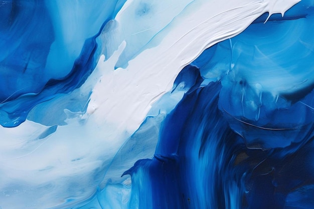 Uma pintura azul e branca de uma onda.