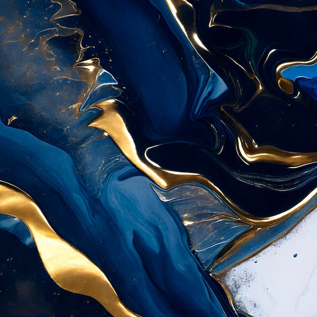 Uma pintura azul e dourada com fundo azul