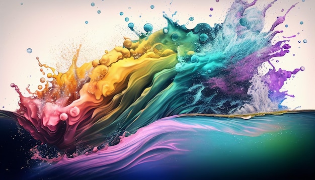 Uma pintura colorida com a palavra arco-íris