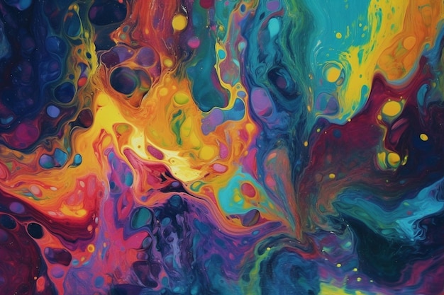 Uma pintura colorida com as cores do arco-íris