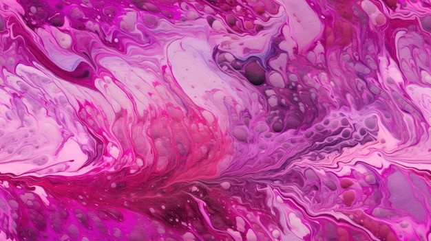 Uma pintura colorida com redemoinhos de tinta roxa e rosa.
