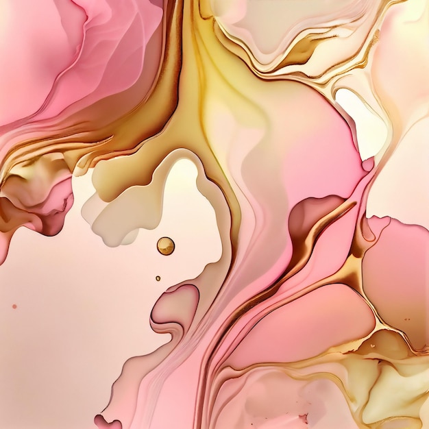 Uma pintura colorida com um fundo dourado e rosa.
