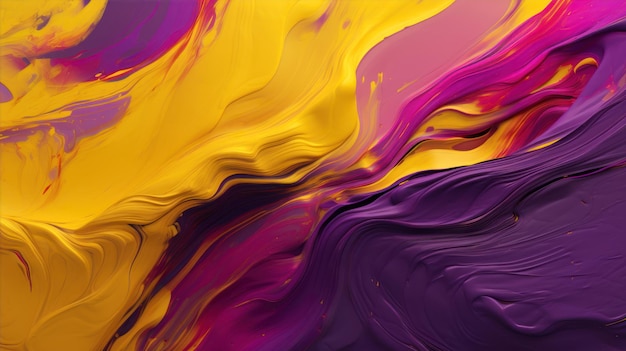 Uma pintura colorida com um fundo roxo e amarelo