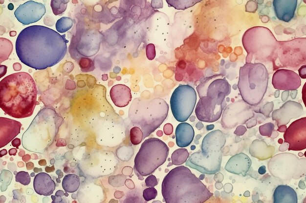 Uma pintura colorida de bolhas e gotas.