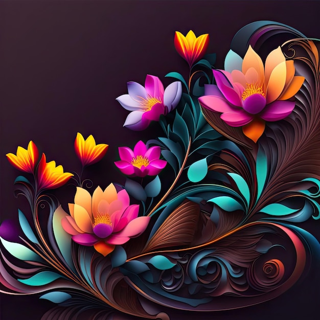 uma pintura colorida de flores com as palavras "primavera" na parte inferior.