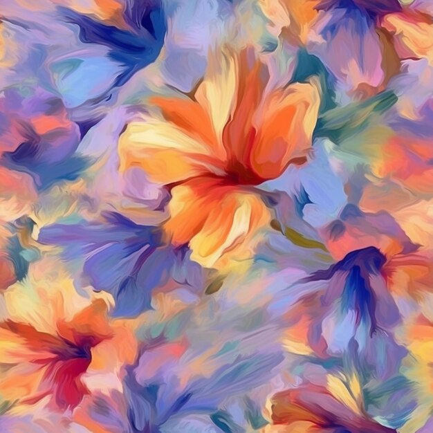 Foto uma pintura colorida de flores com um fundo de cores.