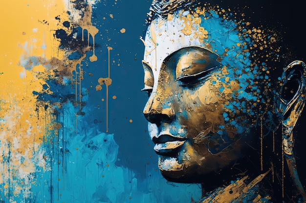 Uma pintura colorida de Gautama Buda