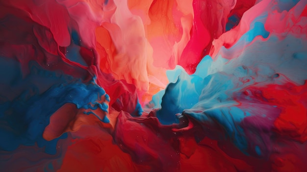 Uma pintura colorida de tinta vermelha e azul generativa ai
